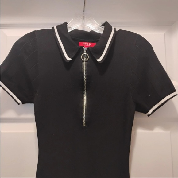 Guess Bodycon Black Casual Collared Chic Form Fitting Classy Dress Size L - Picture 8 of 8